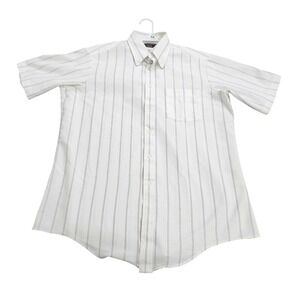 Anthony's Shirt Mens 2XL White Stripe Short Sleeve Button Casual Made In USA
